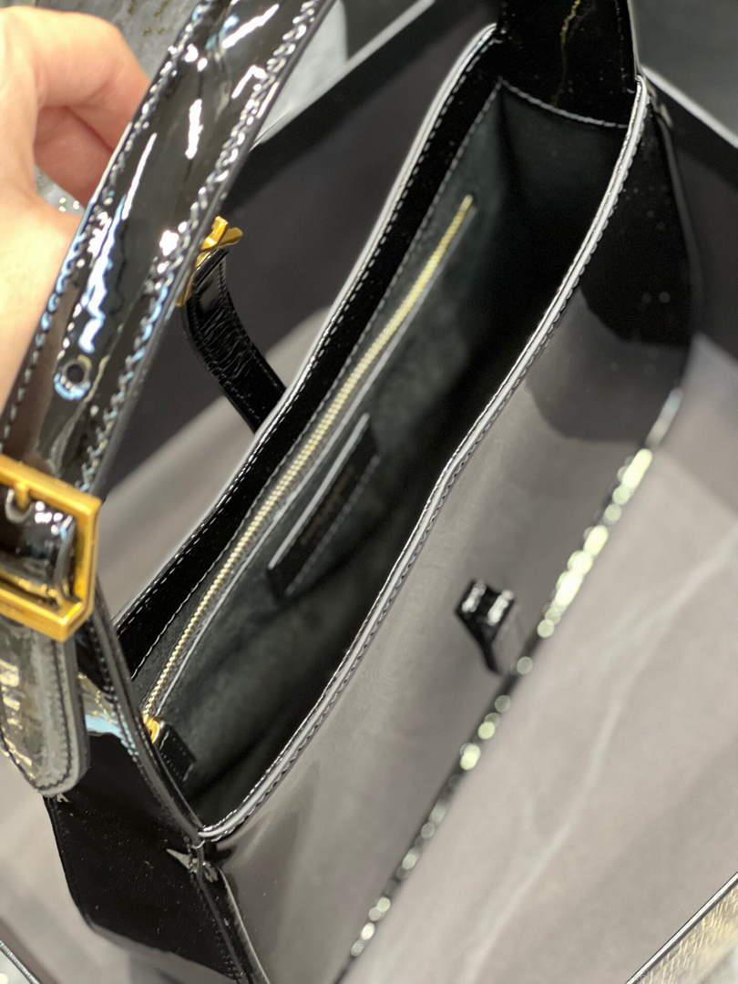 YSL LE5À7 657228 Hobo Bag In Patent Leather Black
