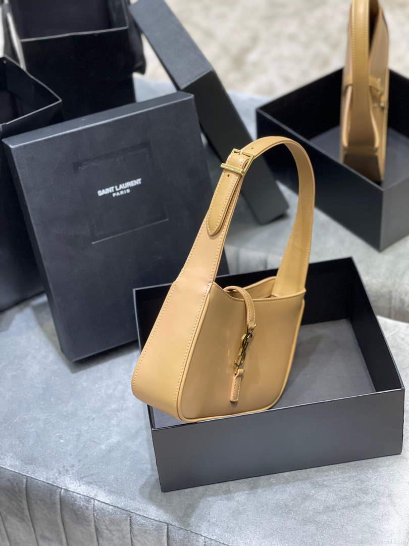 YSL LE5À7 657228 Hobo Bag In Smooth Leather Apricot