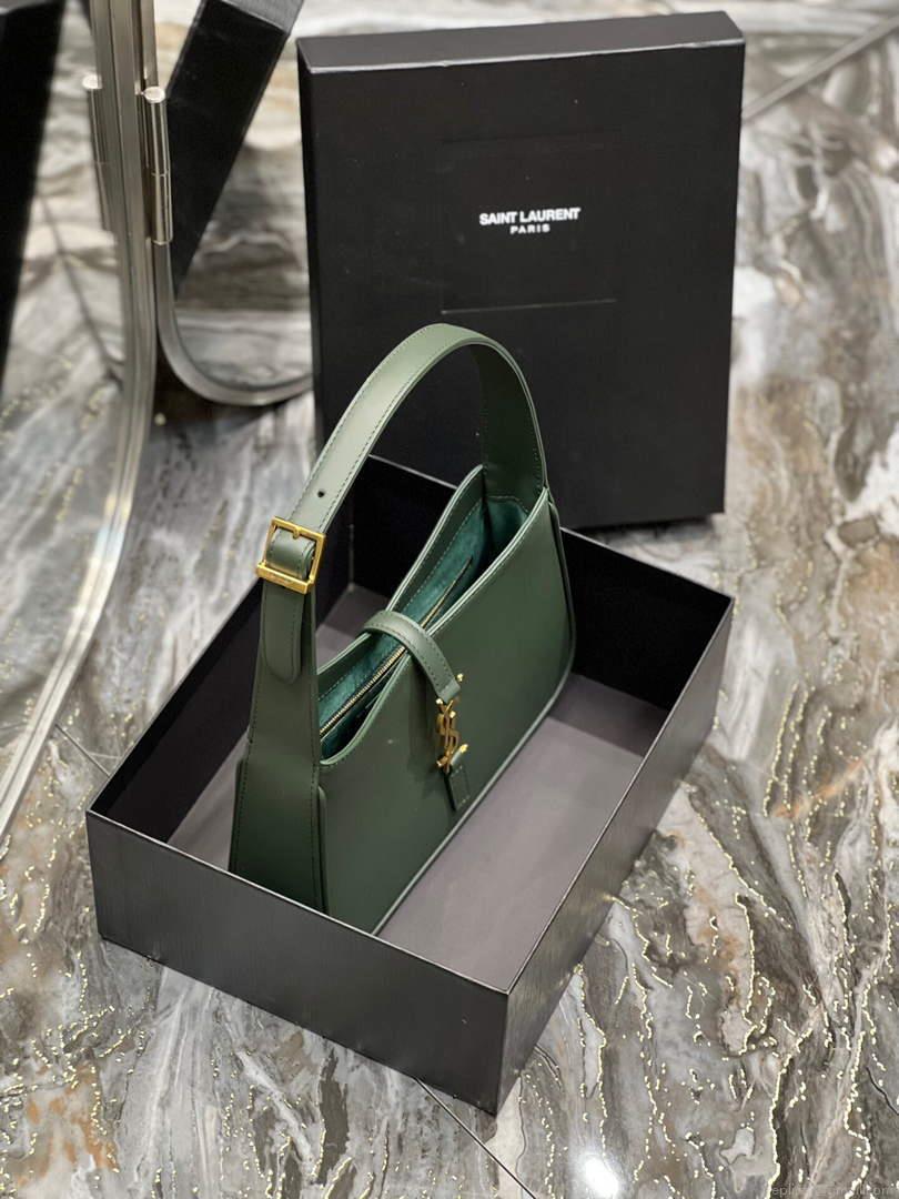 YSL LE5À7 657228 Hobo Bag In Smooth Leather Dark Green