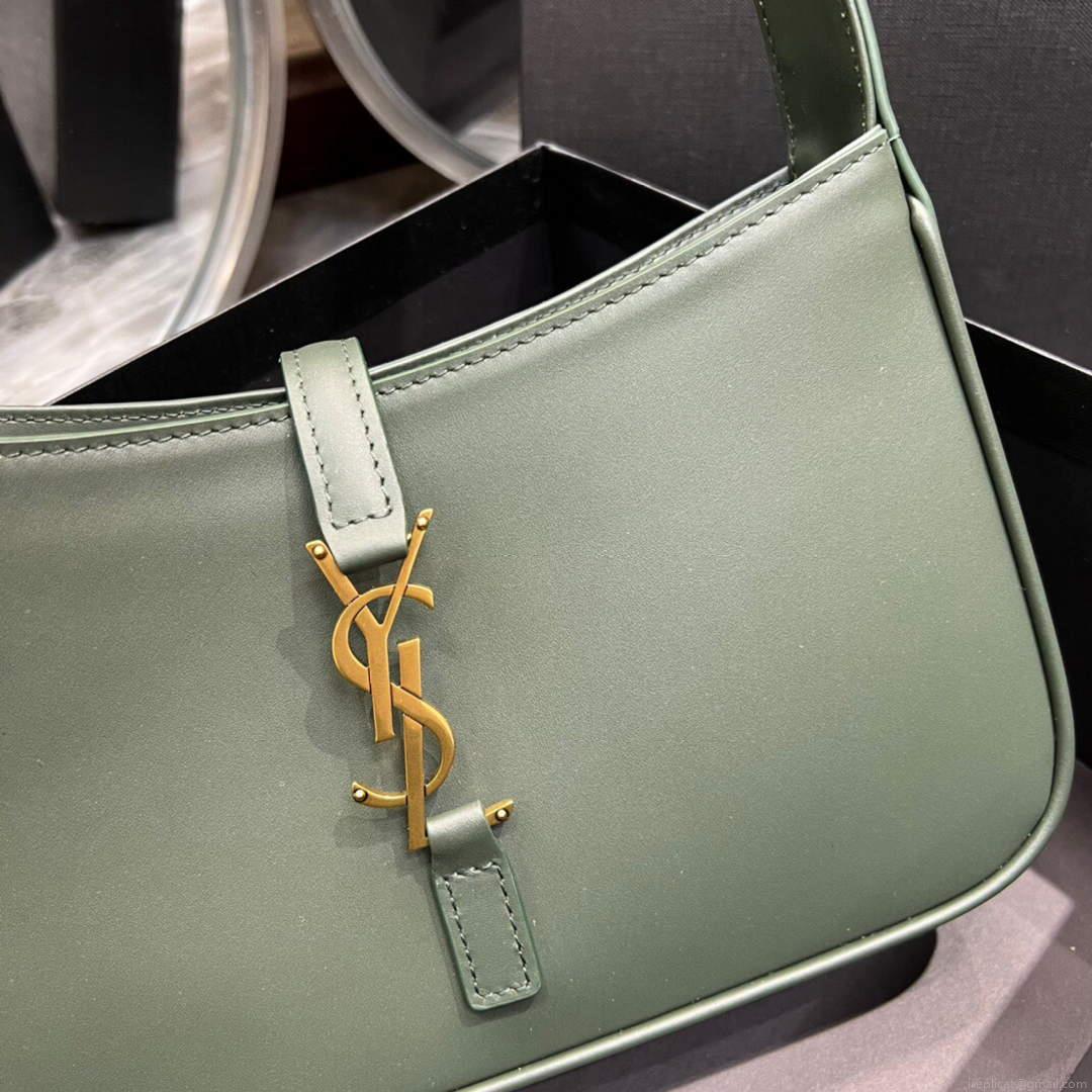 YSL LE5À7 657228 Hobo Bag In Smooth Leather Dark Green