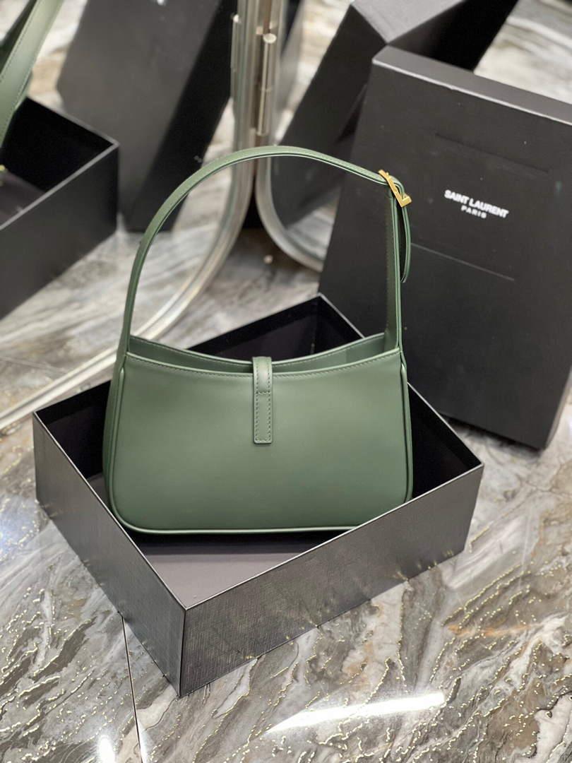 YSL LE5À7 657228 Hobo Bag In Smooth Leather Dark Green