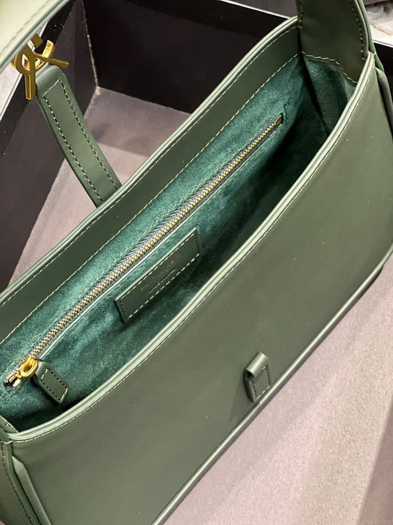 YSL LE5À7 657228 Hobo Bag In Smooth Leather Dark Green