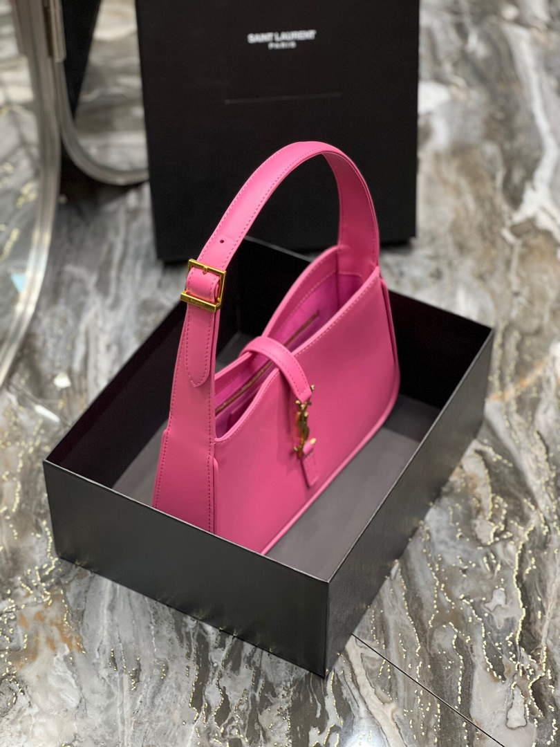 YSL LE5À7 657228 Hobo Bag In Smooth Leather Plum