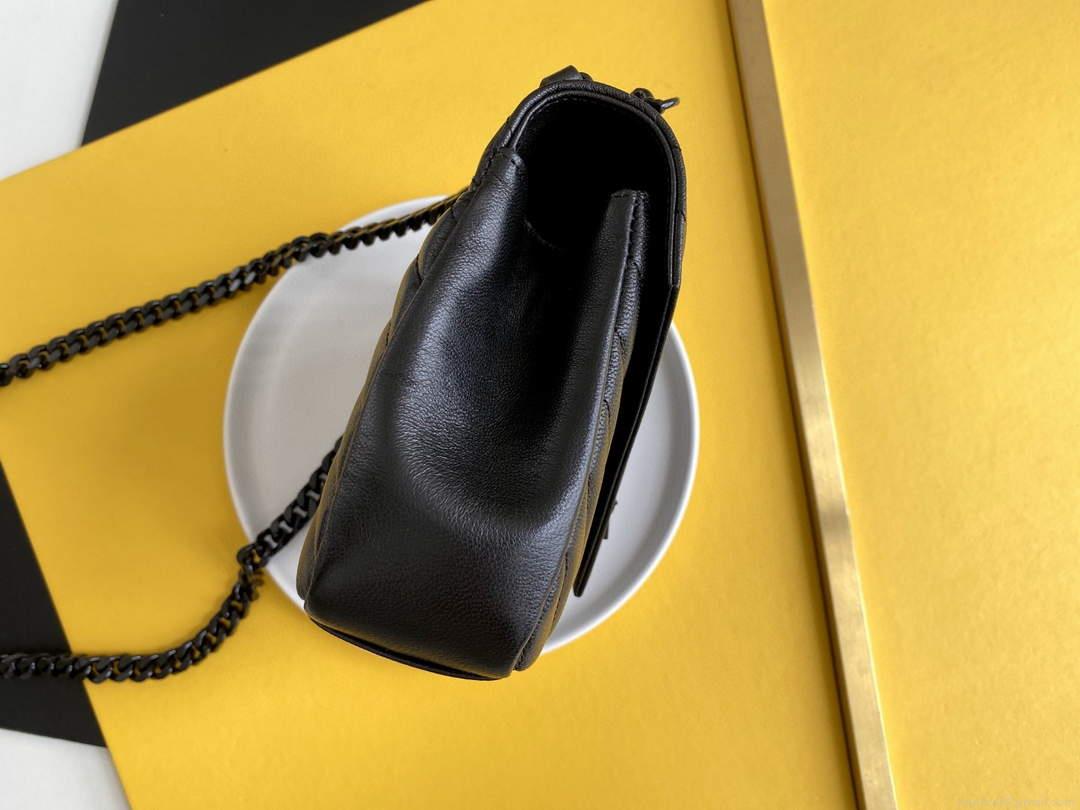 YSL 600279 College Medium In Matelassé Leather Black with Black